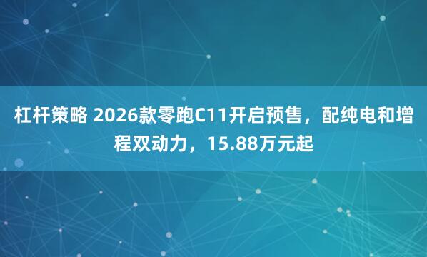 杠杆策略 2026款零跑C11开启预售，配纯电和增程双动力，15.88万元起